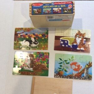 Melissa & Doug Wooden Jigsaws-in-a-Box Puzzle Set - Blue, Green, Orange, Brown